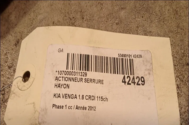 Actionneur serrure hayon Kia VENGA (YN) 1.6 crdi 115 (2010) occasion