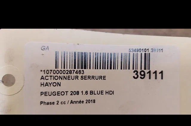 Actionneur serrure hayon Peugeot 208 I (CA_, CC_) 1.6 hdi - bluehdi 75 (2013) 5 portes occasion