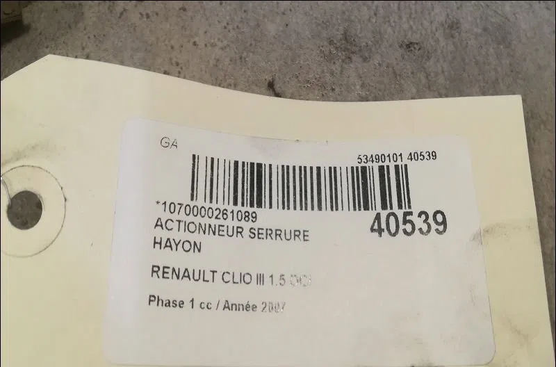 Actionneur serrure hayon Renault CLIO III (BR0-1, CR0-1) 1.5 dci (br17, cr17) (2005-2012) 5 portes occasion