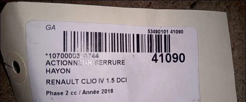Actionneur serrure hayon Renault CLIO IV (BH_) 1.5 dci 75 (2012) 5 portes occasion