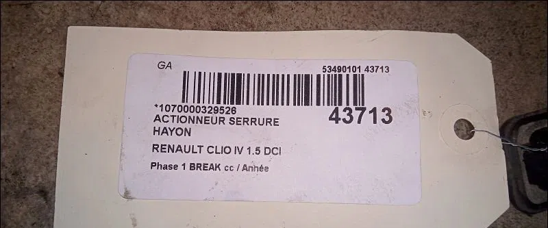 Actionneur serrure hayon Renault CLIO IV Grandtour (KH_) 1.5 dci 90 (khn3, khn4) (2012) 5 portes occasion