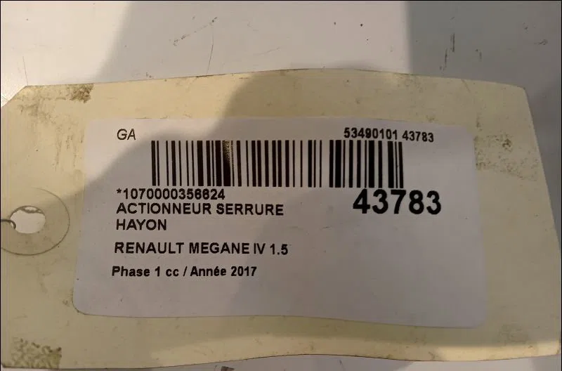 Actionneur serrure hayon Renault MEGANE IV Estate (K9A-M-N_) 1.5 dci 90 (2016) occasion
