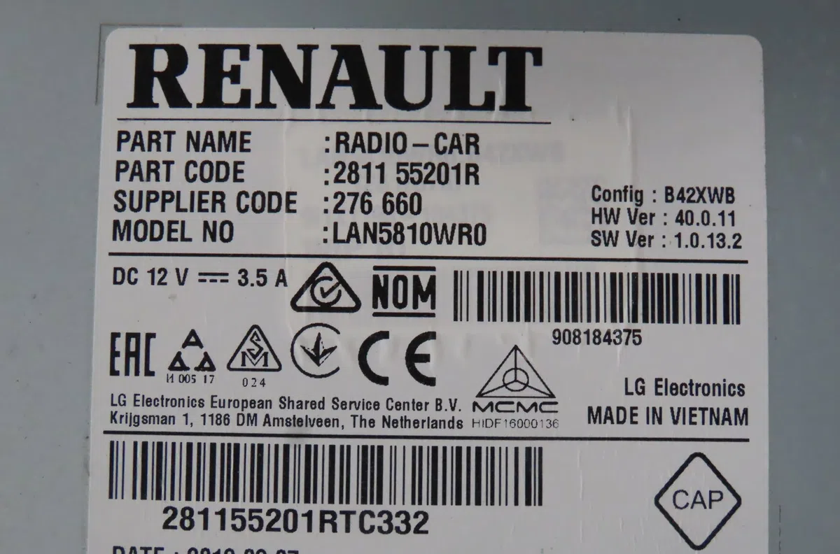 Afficheur digital Renault MASTER III Camionnette (FV) 2.3 dci 145 fwd (fv0e, fv0f, fv0h, fv02, fv0m, fv0s,... (2010) occ