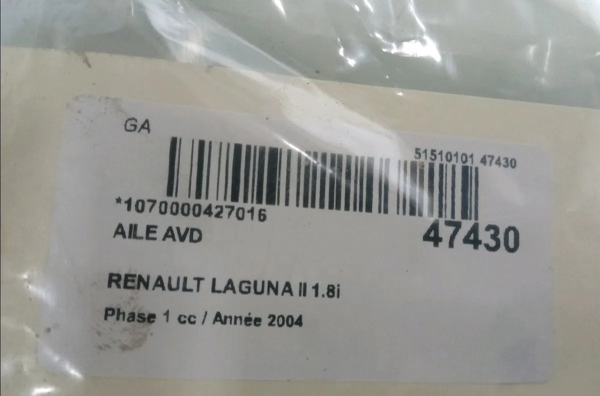 Aile avant droite Renault LAGUNA II (BG0-1_) 1.8 16v (bg04, bg0b, bg0c, bg0v) (2001-2005) occasion
