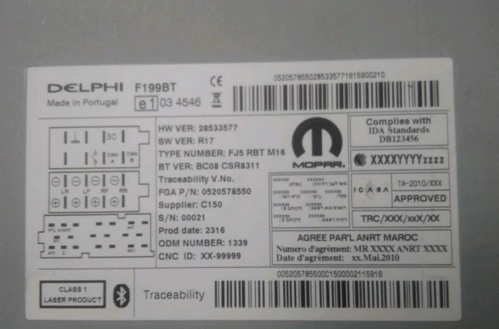 Autoradio Fiat PUNTO (199_) 1.2 (199axz1a, 199bxz1a) (2012) occasion