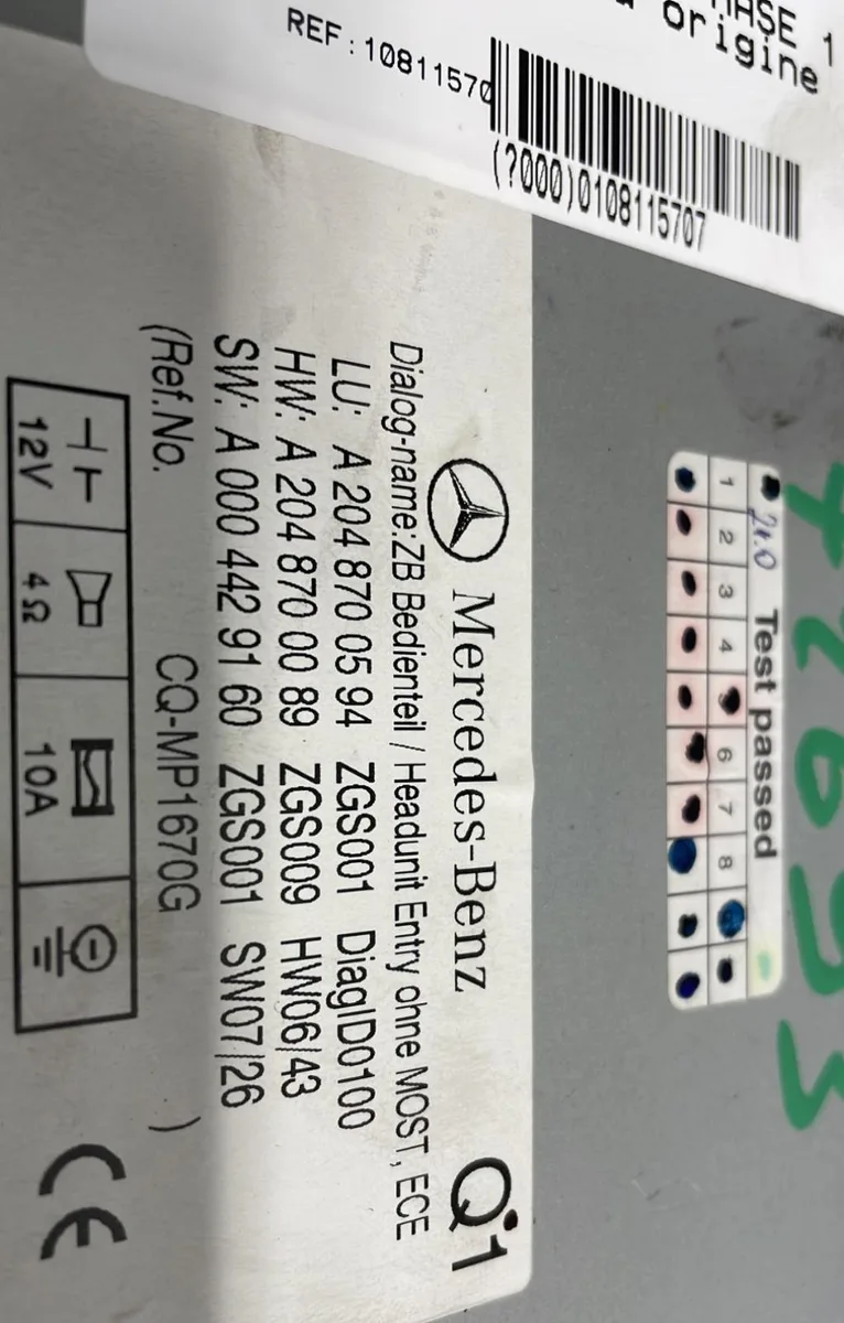 Autoradio Mercedes-benz CLASSE C (W204) C 200 cdi (204.007, 204.006) (2007-2009) occasion
