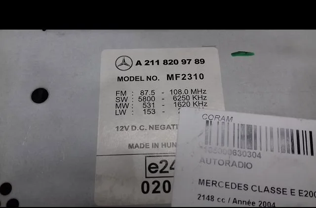 Autoradio Mercedes-benz CLASSE E (W211) E 200 cdi (211.004) (2002-2008) occasion