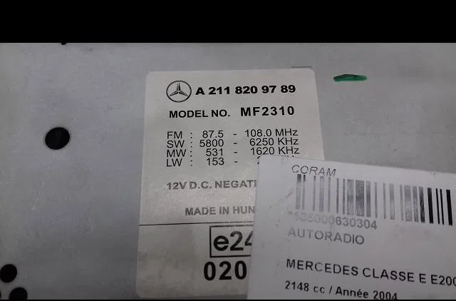 Autoradio Mercedes-benz CLASSE E (W211) E 200 cdi (211.004) (2002-2008) occasion
