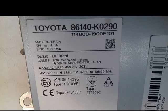 Autoradio Toyota YARIS (_P21_, _PA1_, _PH1_) 1.5 hybrid (mxph11) (2020) 5 portes occasion