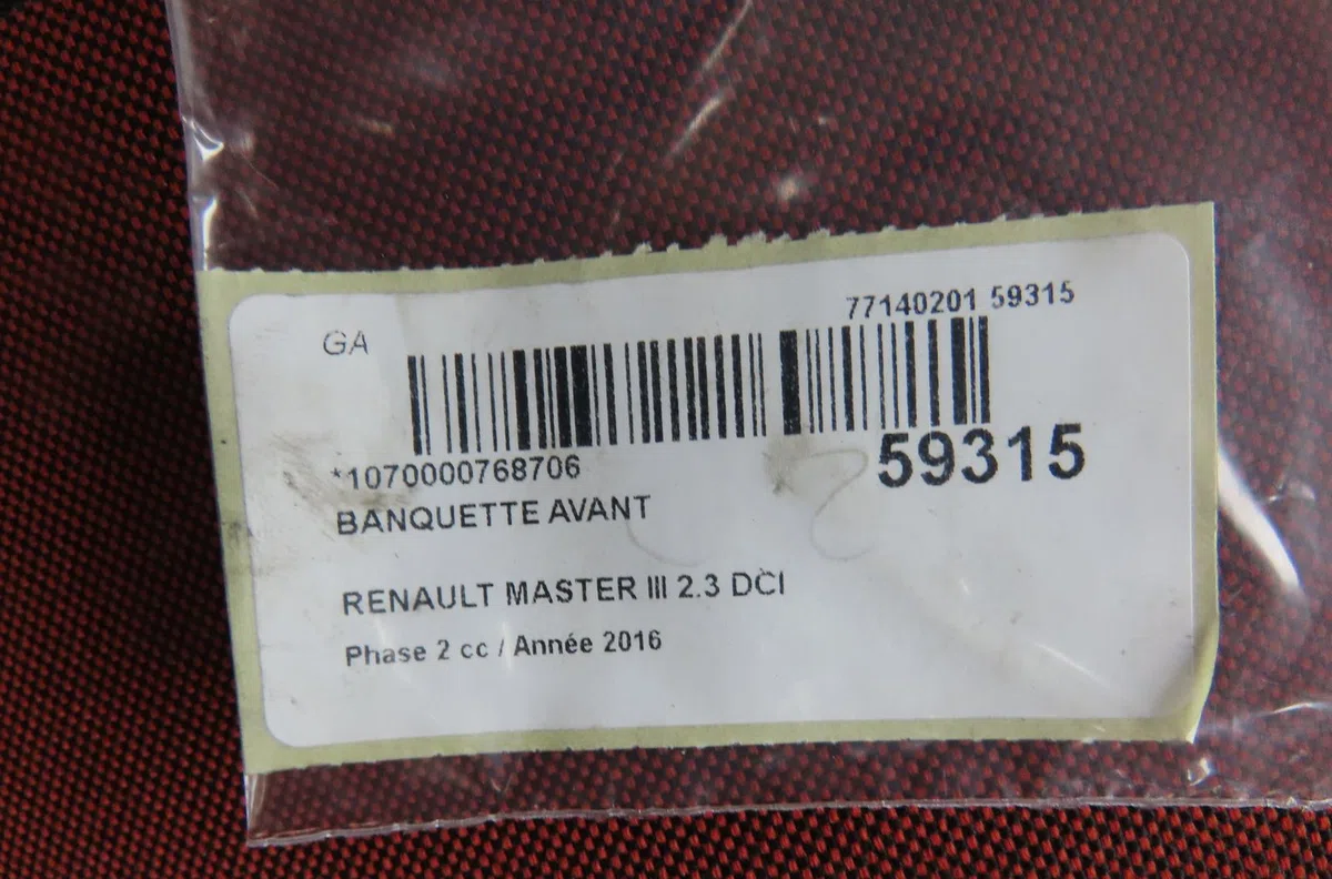 Banquette avant Renault MASTER III Camionnette (FV) 2.3 dci 130 fwd (fv0m, fv0y) (2016) occasion
