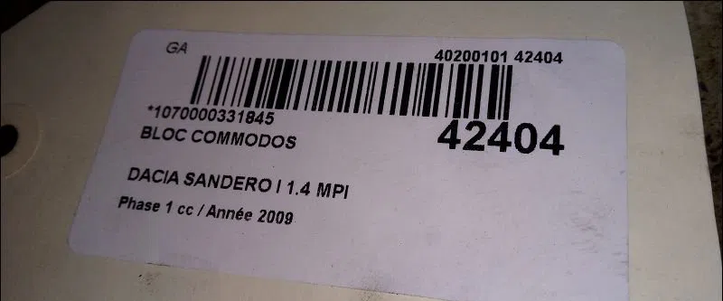 Bloc commodos Dacia SANDERO 1.4 mpi lpg (2009) occasion