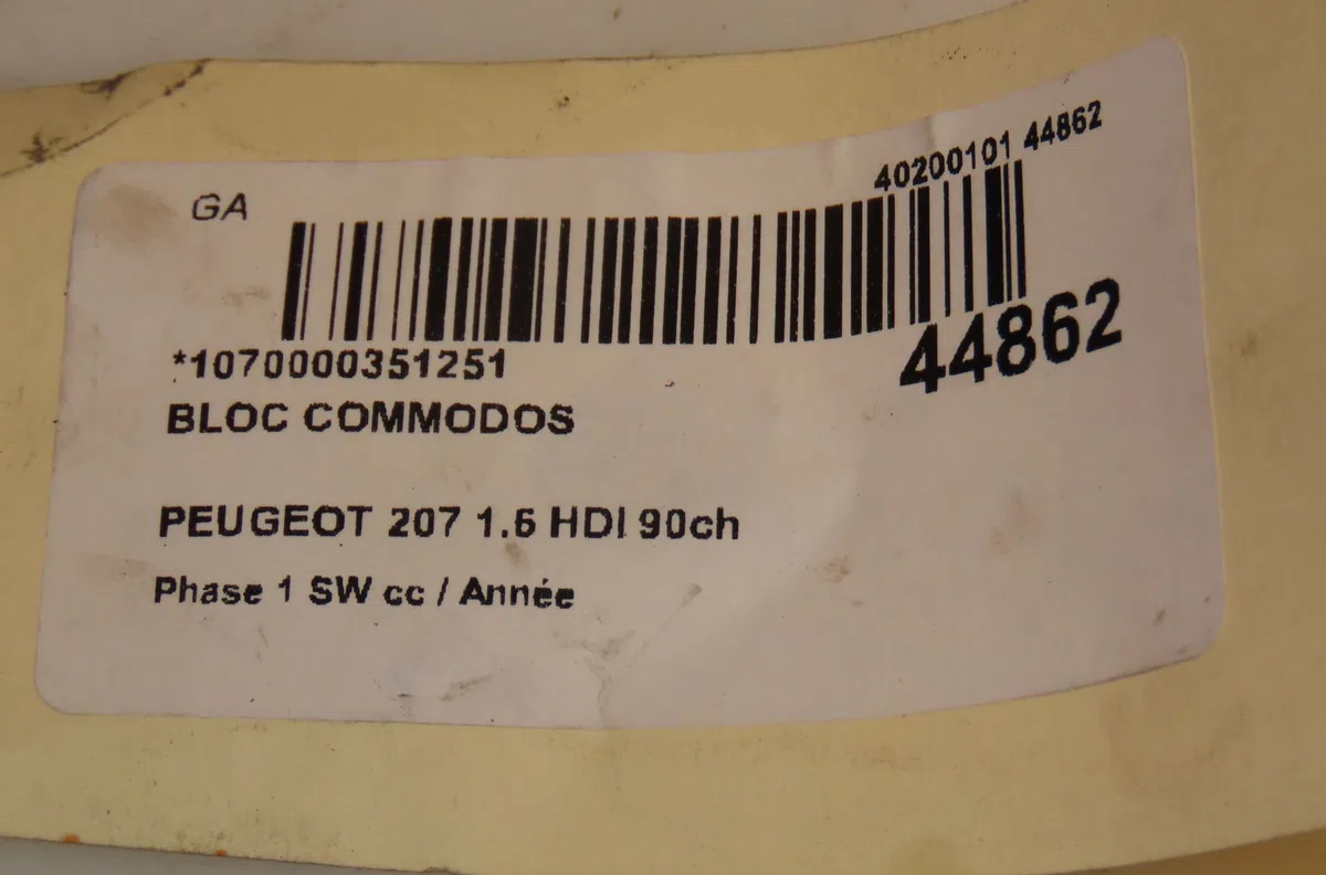 Bloc commodos Peugeot 207 SW (WK_) 1.6 hdi (2007-2012) 5 portes occasion
