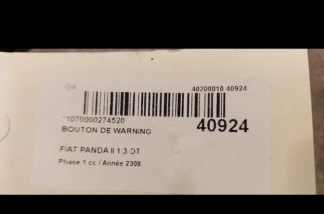 Bouton de warning Fiat PANDA (169_) 1.3 d multijet (169.axc1a) (2003) 5 portes occasion — photo 2
