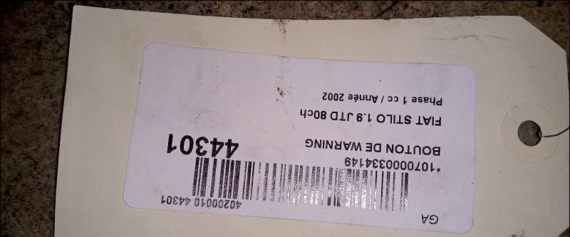 Bouton de warning Fiat STILO (192_) 1.9 jtd (192_xf1a) (2002-2006) occasion — photo 2