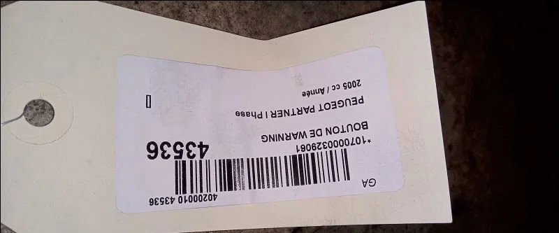 Bouton de warning Peugeot PARTNER Camionnette-Monospace (5_, G_) 2.0 hdi (2000-2008) 3 portes occasion — photo 2