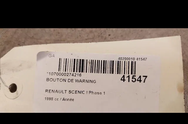 Bouton de warning Renault MEGANE Scenic (JA0-1_) 2.0 i (ja02, ja0g) (1999-1999) occasion