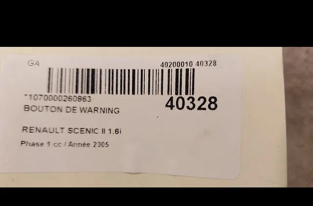 Bouton de warning Renault SCÉNIC II (JM0-1_) 1.6 16v (jm1r) (2005-2008) occasion — photo 2