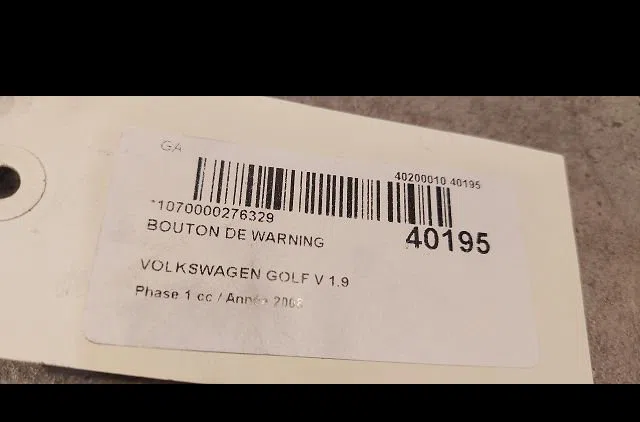 Bouton de warning Volkswagen GOLF V (1K1) 1.9 tdi (2003-2008) 5 portes occasion — photo 2