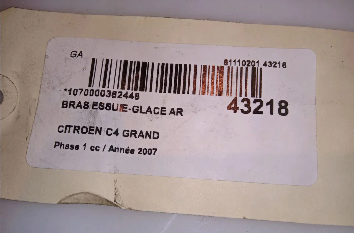 Bras essuie-glace arrière Citroen C4 GRAND PICASSO I (UA_) 1.6 hdi (2006-2011) 5 portes occasion