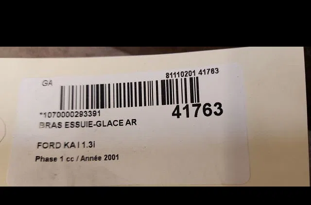 Bras essuie-glace arrière Ford KA (RB_) 1.3 i (1996-2008) occasion — photo 2