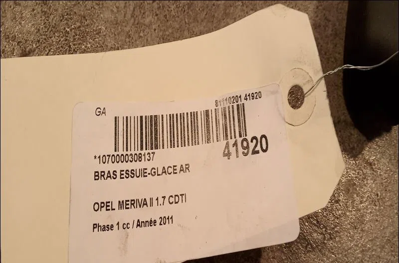 Bras essuie-glace arrière Opel MERIVA B Monospace (S10) 1.7 cdti (75) (2010-2017) occasion — photo 2