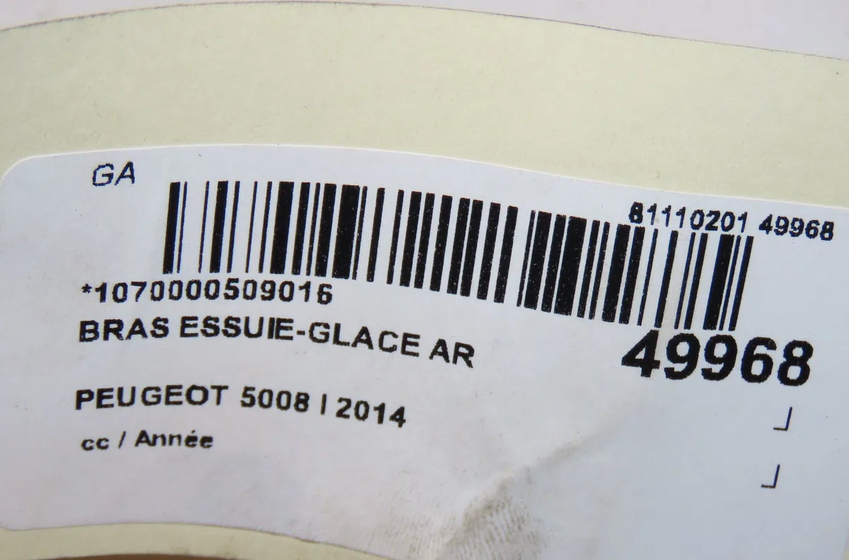 Bras essuie-glace arrière Peugeot 5008 (0U_, 0E_) 2.0 hdi 150 - bluehdi 150 (2009-2017) 5 portes occasion — photo 4
