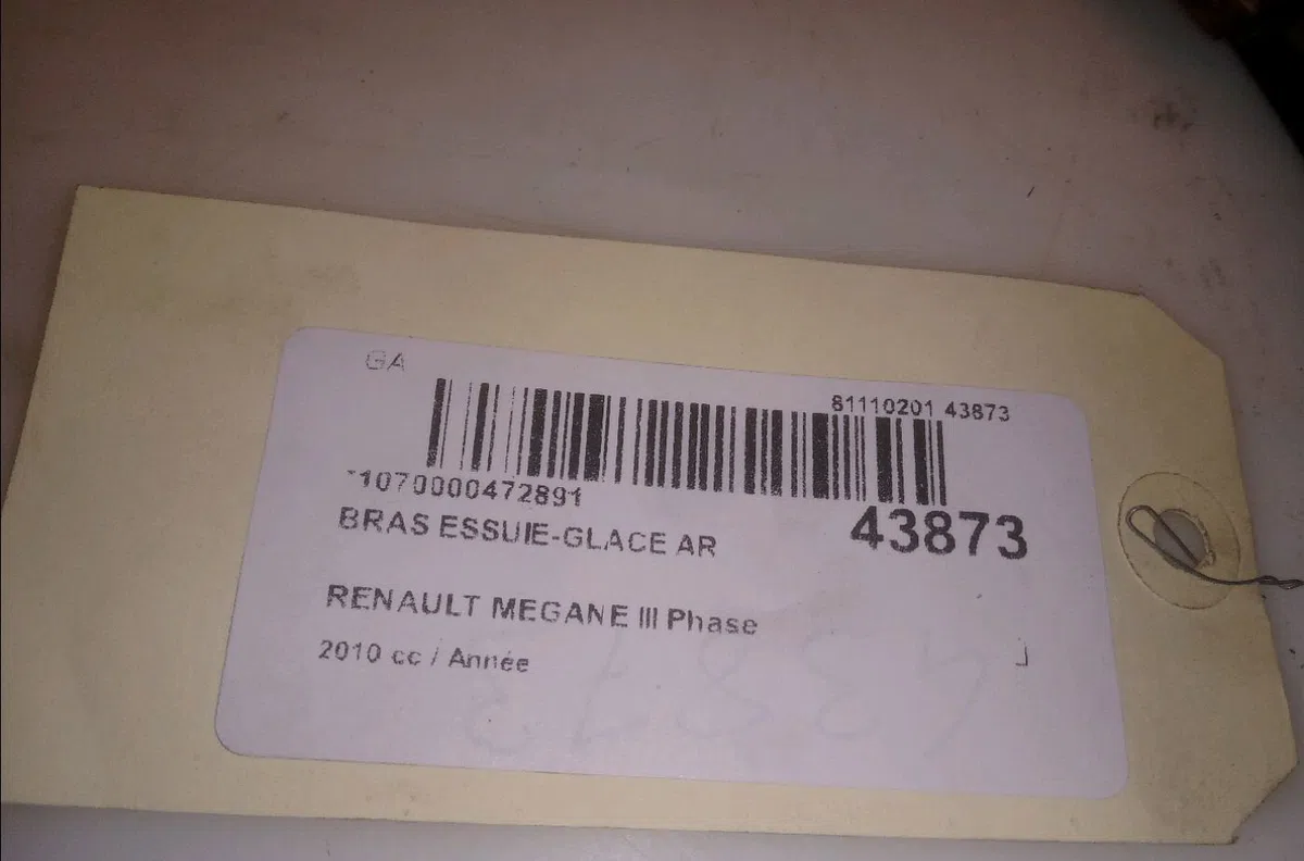Bras essuie-glace arrière Renault MEGANE III 3-5 portes (BZ0-1_, B3_) 1.5 dci (2009) occasion — photo 4