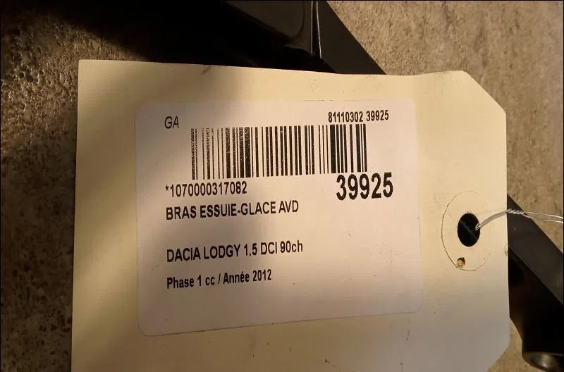 Bras essuie-glace avant droit Dacia LODGY (JS_) 1.5 dci (2012) occasion — photo 2