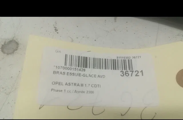 Bras essuie-glace avant droit Opel ASTRA H GTC (A04) 1.7 cdti (l08) (2005-2010) occasion — photo 2