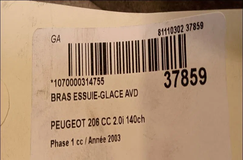 Bras essuie-glace avant droit PEUGEOT 206 CC 2003 occasion — photo 2