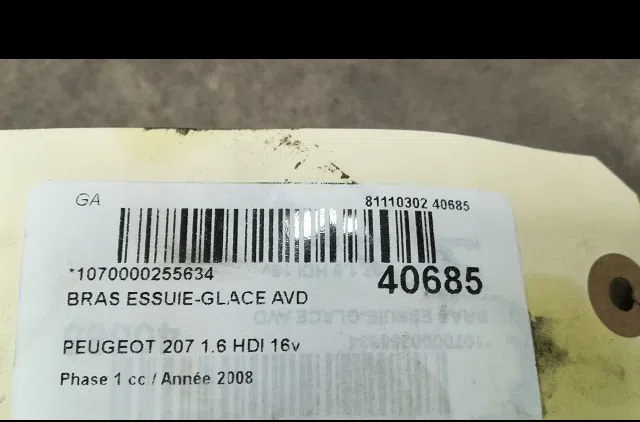 Bras essuie-glace avant droit Peugeot 207-207 (WA_, WC_) 1.6 hdi (2006-2013) 5 portes occasion — photo 2