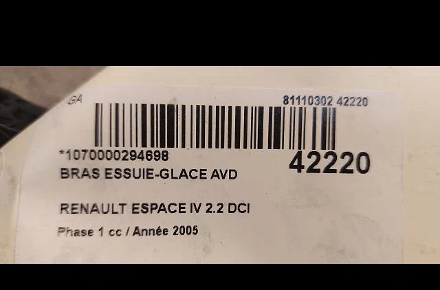Bras essuie-glace avant droit Renault ESPACE IV (JK0-1_) 2.2 dci (jk0h) (2002-2006) occasion