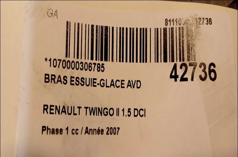 Bras essuie-glace avant droit Renault TWINGO II (CN0_) 1.5 dci (cn0e) (2007-2014) 3 portes occasion — photo 2