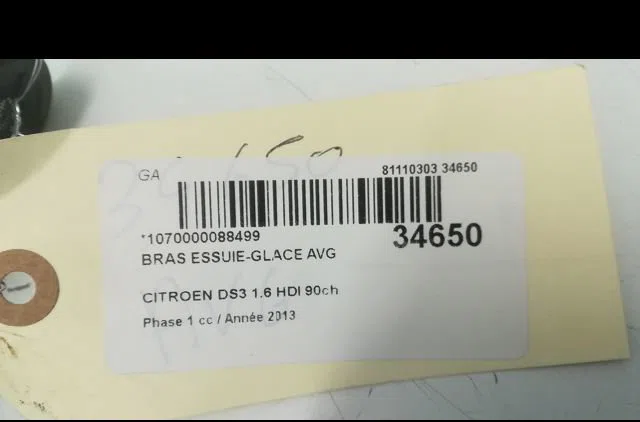 Bras essuie-glace avant gauche Citroen DS3 Décapotable 1.6 hdi 90 (2013-2015) occasion — photo 2
