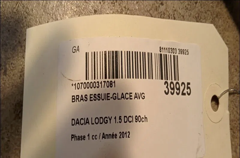Bras essuie-glace avant gauche Dacia LODGY (JS_) 1.5 dci (2012) occasion — photo 2