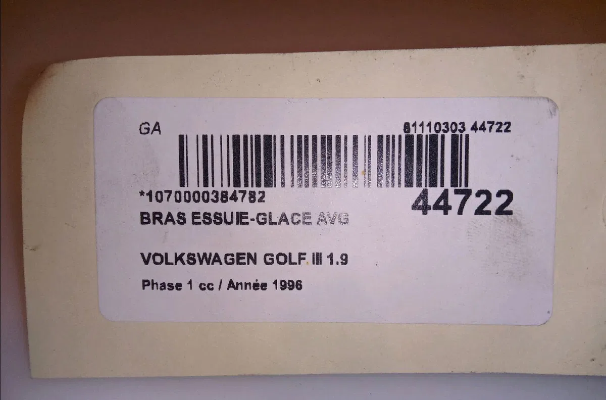 Bras essuie-glace avant gauche Volkswagen GOLF III (1H1) 1.9 tdi (1993-1997) occasion — photo 3