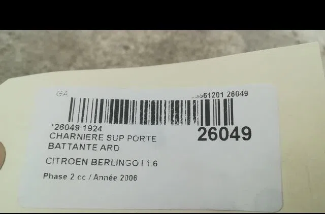 Charniere inf porte battante arg CITROEN BERLINGO I 2006 occasion — photo 4