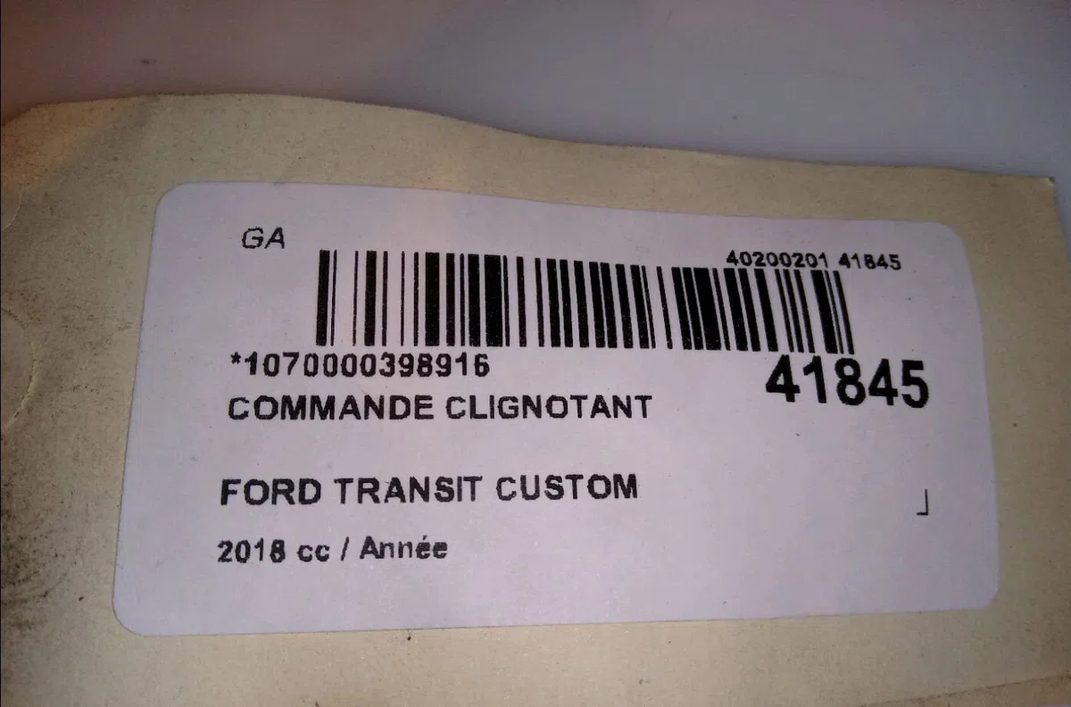 Commande clignotant Ford TRANSIT CUSTOM V362 Camionnette (FY, FZ) 2.0 ecoblue (2015) occasion — photo 4