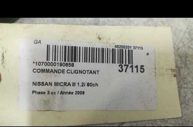 Commande clignotant NISSAN MICRA III 2009 occasion — photo 3