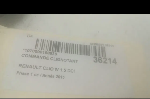 Commande clignotant Renault CLIO IV Grandtour (KH_) 1.5 dci 90 (khn3, khn4) (2012) 5 portes occasion — photo 3