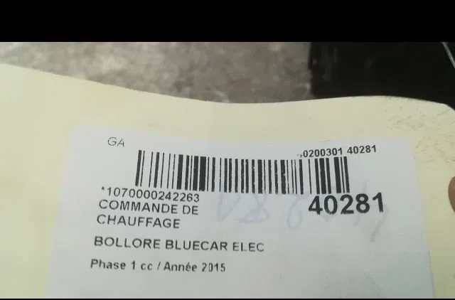 Commande de chauffage BOLLORE BLUECAR 2015 occasion — photo 3