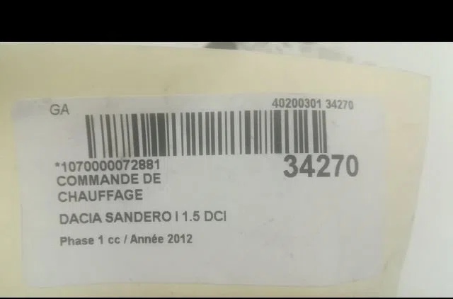 Commande de chauffage Dacia SANDERO 1.5 dci (2010) 5 portes occasion — photo 3