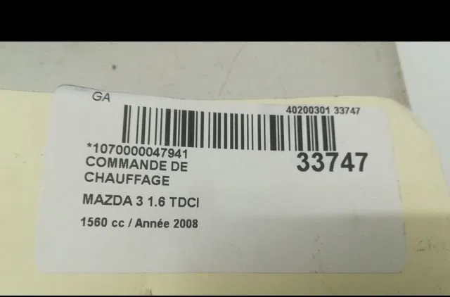 Commande de chauffage Mazda 3 (BK) 1.6 di turbo (2004-2009) occasion — photo 4
