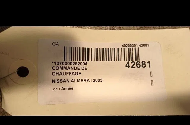 Commande de chauffage Nissan ALMERA II Hatchback (N16) 2.2 di (2000-2003) occasion — photo 3