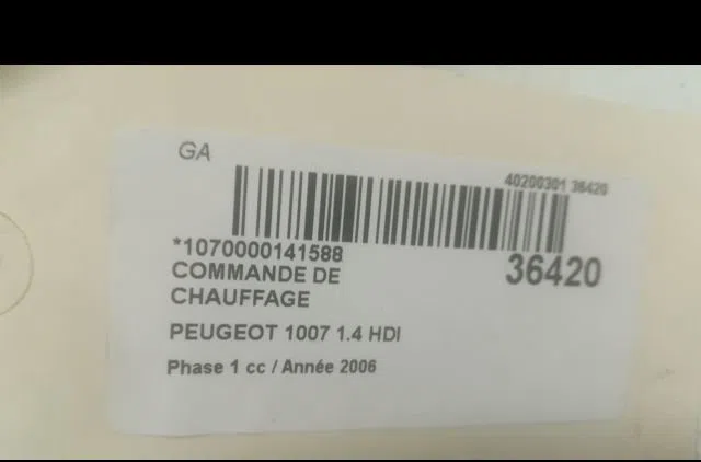 Commande de chauffage Peugeot 1007 (KM_) 1.4 hdi (2005) occasion — photo 3