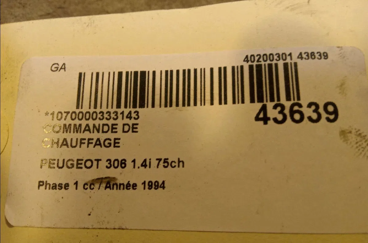 Commande de chauffage Peugeot 306 3-5 portes (7A, 7C, N3, N5) 1.4 (1993-2001) 5 portes occasion — photo 3