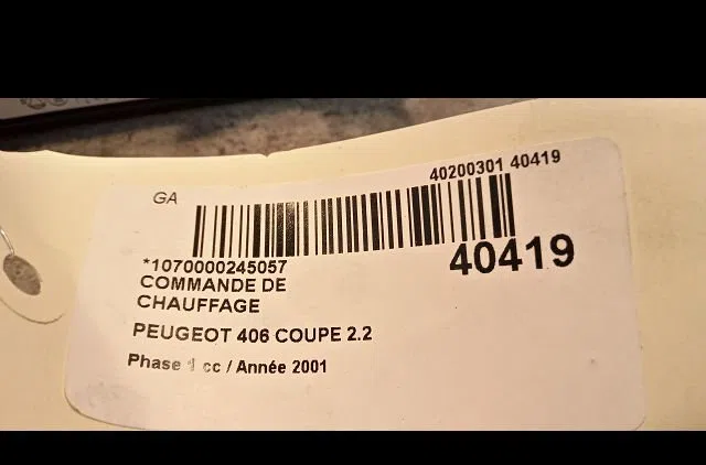 Commande de chauffage Peugeot 406 Coupé (8C) 2.2 hdi (2000-2004) 2 portes occasion — photo 3