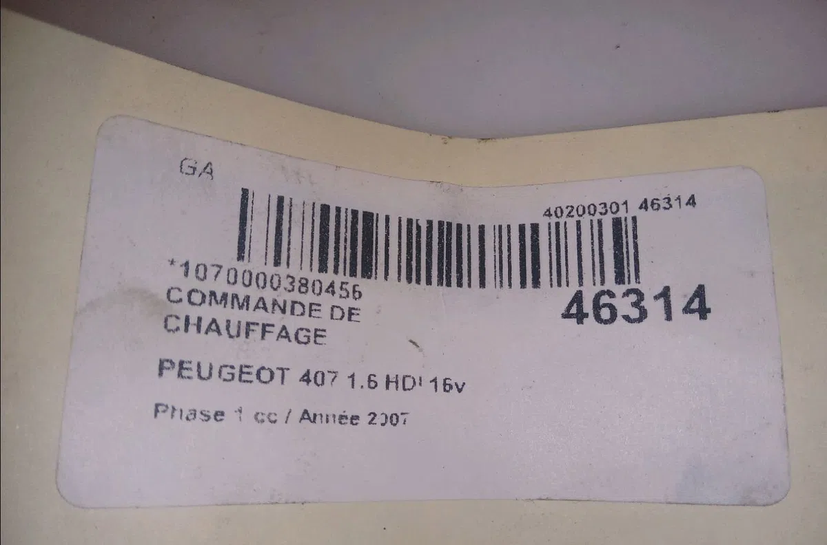 Commande de chauffage Peugeot 407 (6D_) 1.6 hdi 110 (6d9hzc, 6d9hyc) (2004-2010) occasion — photo 4