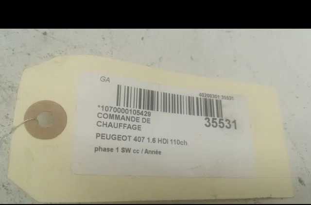 Commande de chauffage Peugeot 407 SW (6E_) 1.6 hdi 110 (2004-2010) 5 portes occasion — photo 4