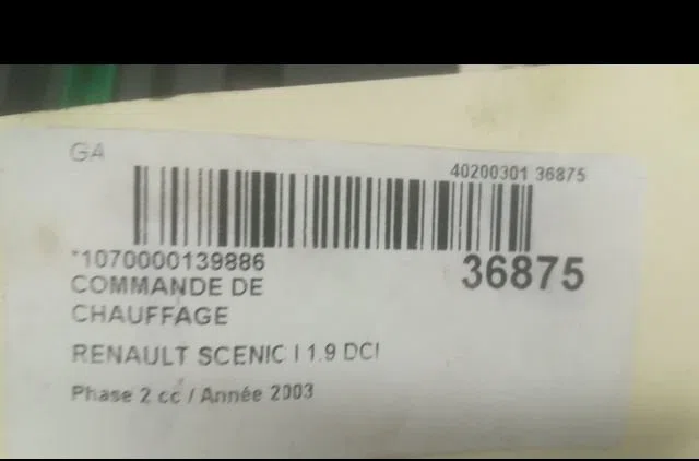 Commande de chauffage Renault SCÉNIC I Monospace (JA0-1_, FA0_) 1.9 dci (ja05, ja1f) (1999-2003) 5 portes occasion — photo 3